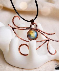 Pendentif Oeil de Horus en cuivre naturel et labradorite – Image 5