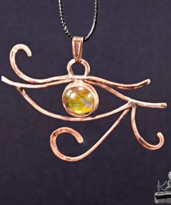 Pendentif Oeil de Horus en cuivre naturel et labradorite – Image 3