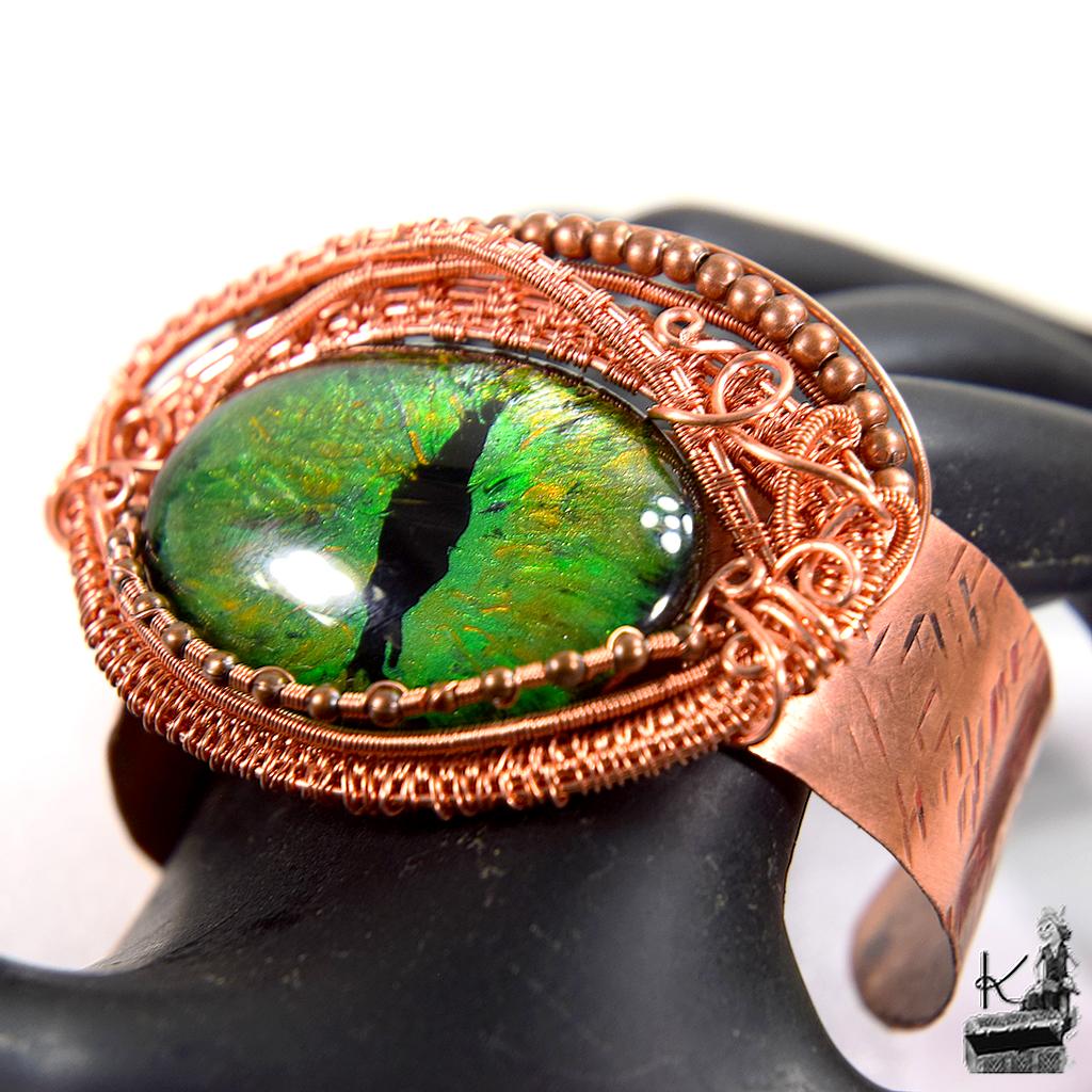 Bracelet manchette oeil de dragon Choran - cuivre naturel – Image 3