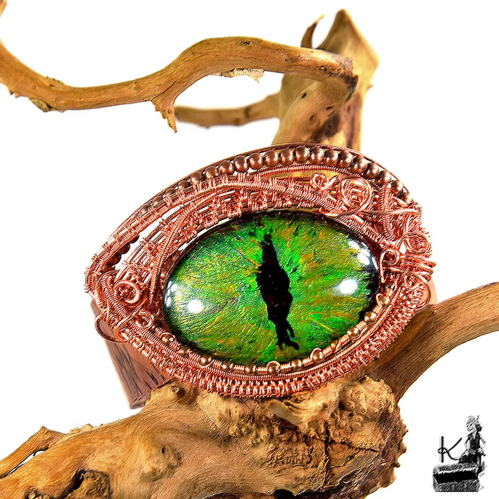 Bracelet manchette oeil de dragon Choran - cuivre naturel – Image 6
