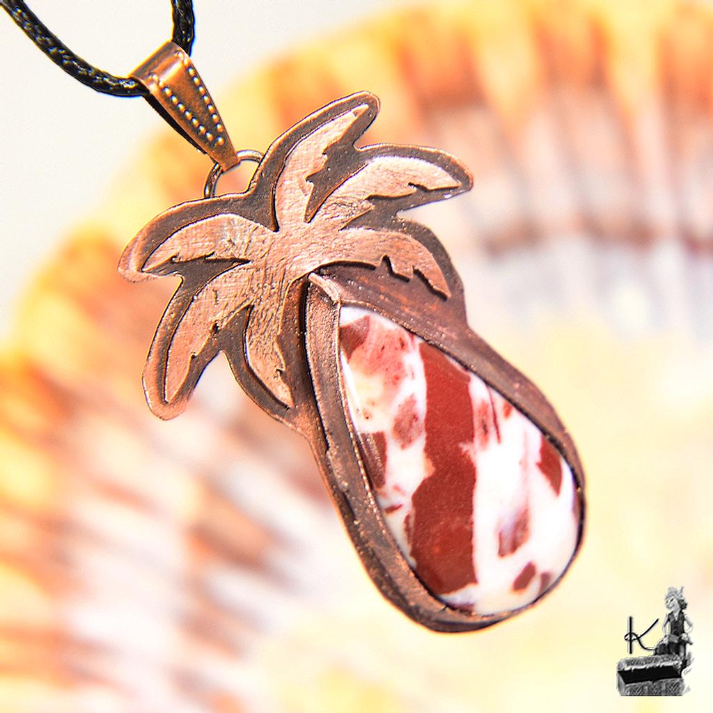 Pendentif Moana - jaspe noix de coco coconut sertie cuivre – Image 6