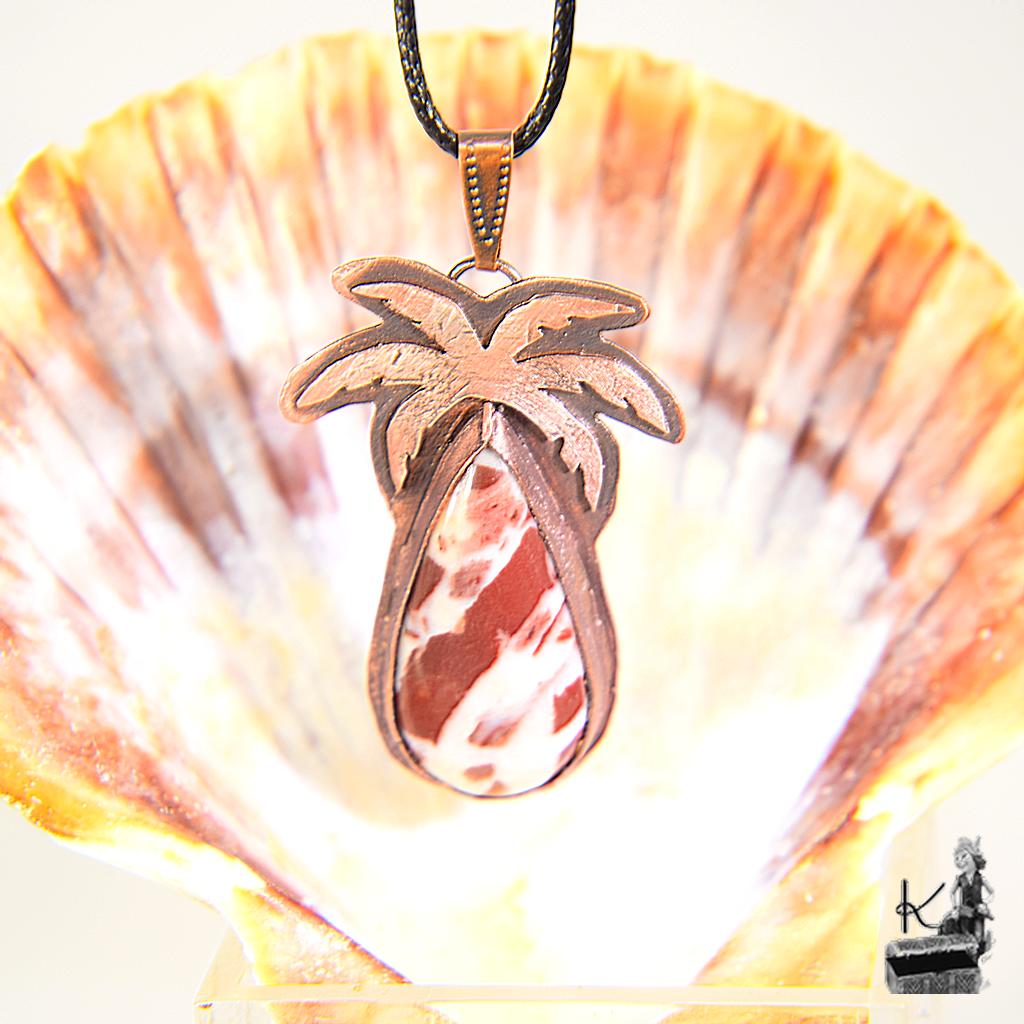 Pendentif Moana - jaspe noix de coco coconut sertie cuivre – Image 5
