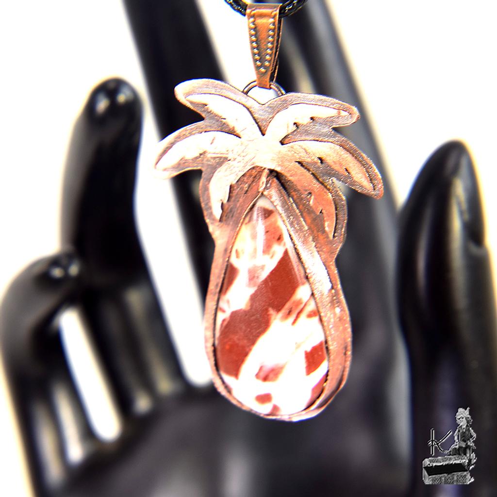 Pendentif Moana - jaspe noix de coco coconut sertie cuivre – Image 4