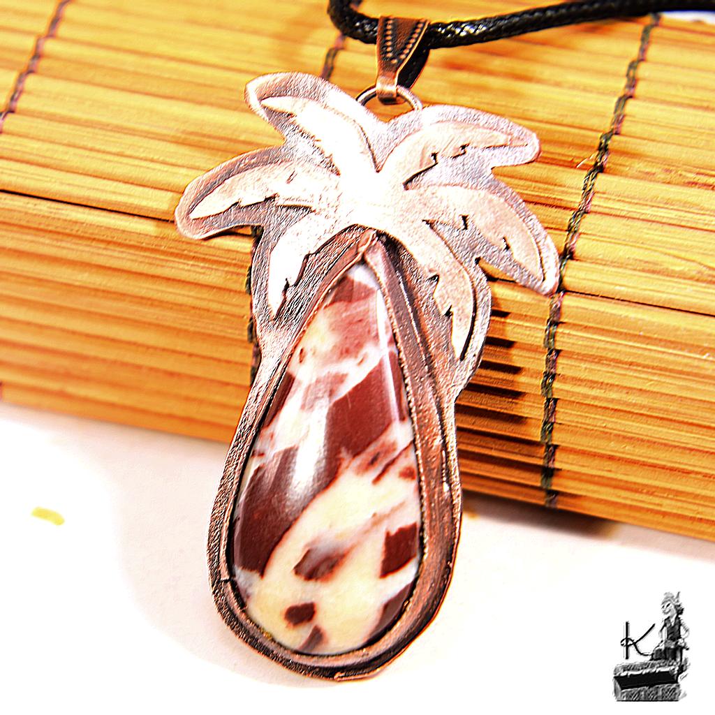 Pendentif Moana - jaspe noix de coco coconut sertie cuivre – Image 3