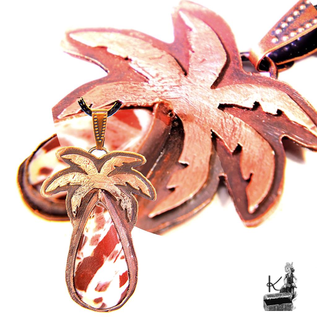 Pendentif Moana - jaspe noix de coco coconut sertie cuivre – Image 2