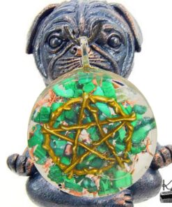 Alternative view of Pendentif Orgone Orgonite "Aghna" avec pentacle et malachite