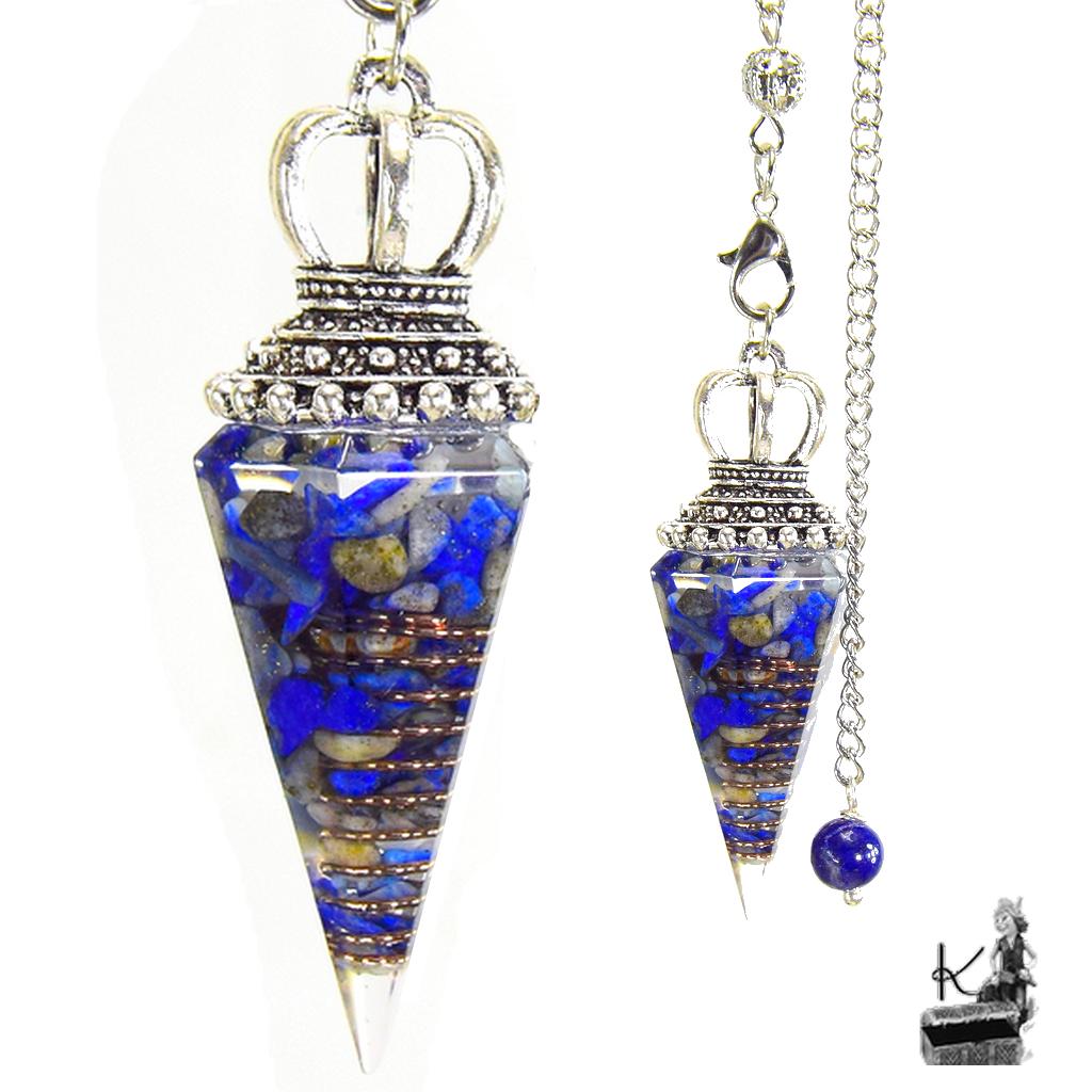 Pendule orgonite en résine et lapis lazuli – Image 3