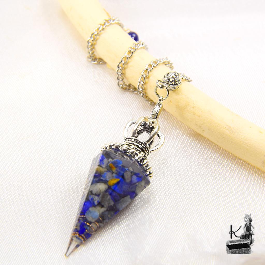 Pendule orgonite en résine et lapis lazuli – Image 2