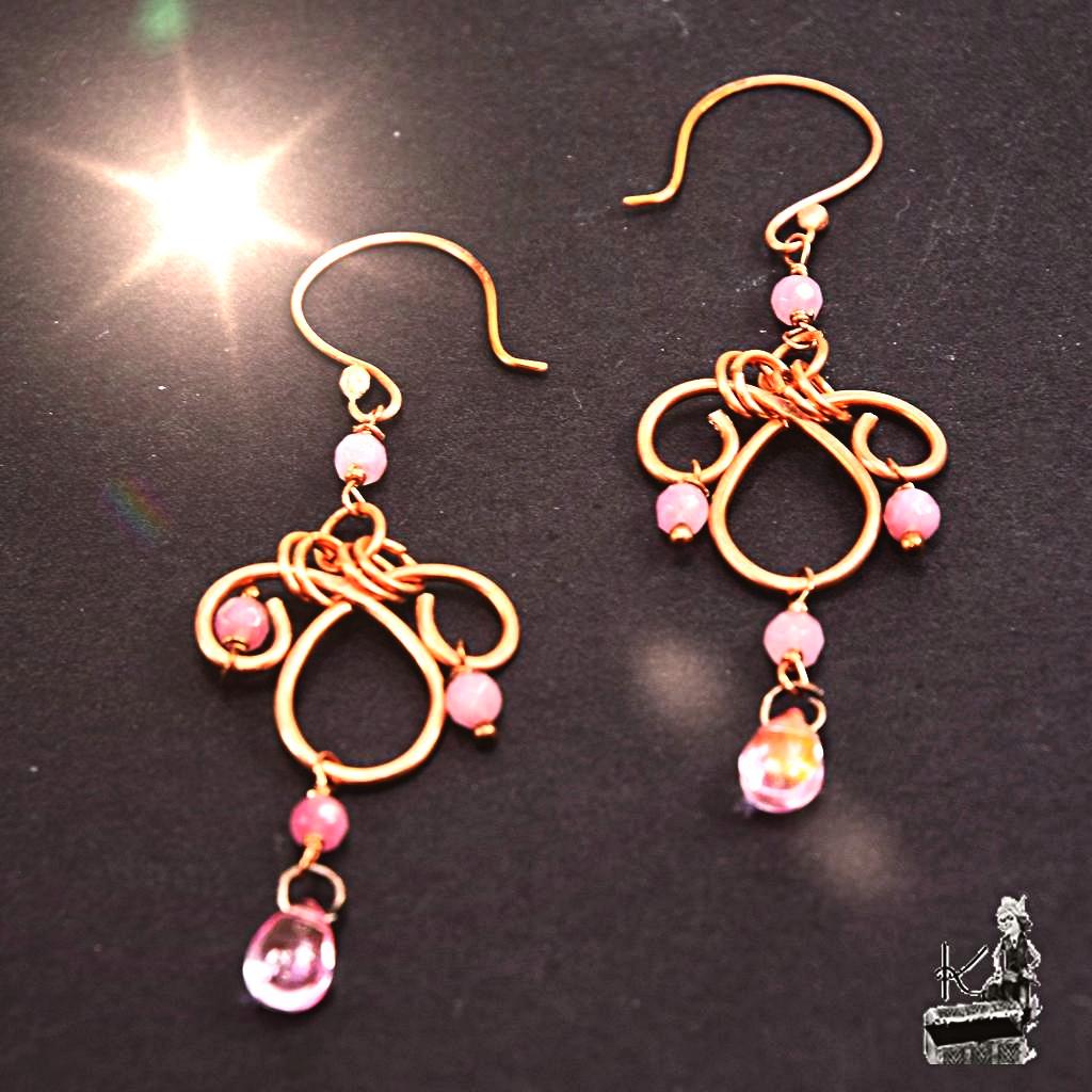 Boucles d’oreille Ayanna – rubis et cuivre – Image 2