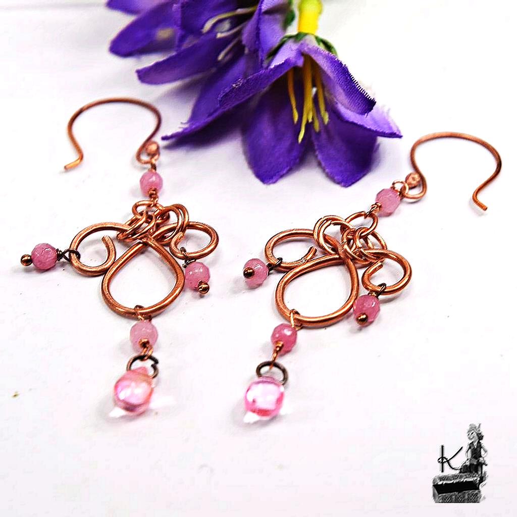 Boucles d’oreille Ayanna – rubis et cuivre – Image 3