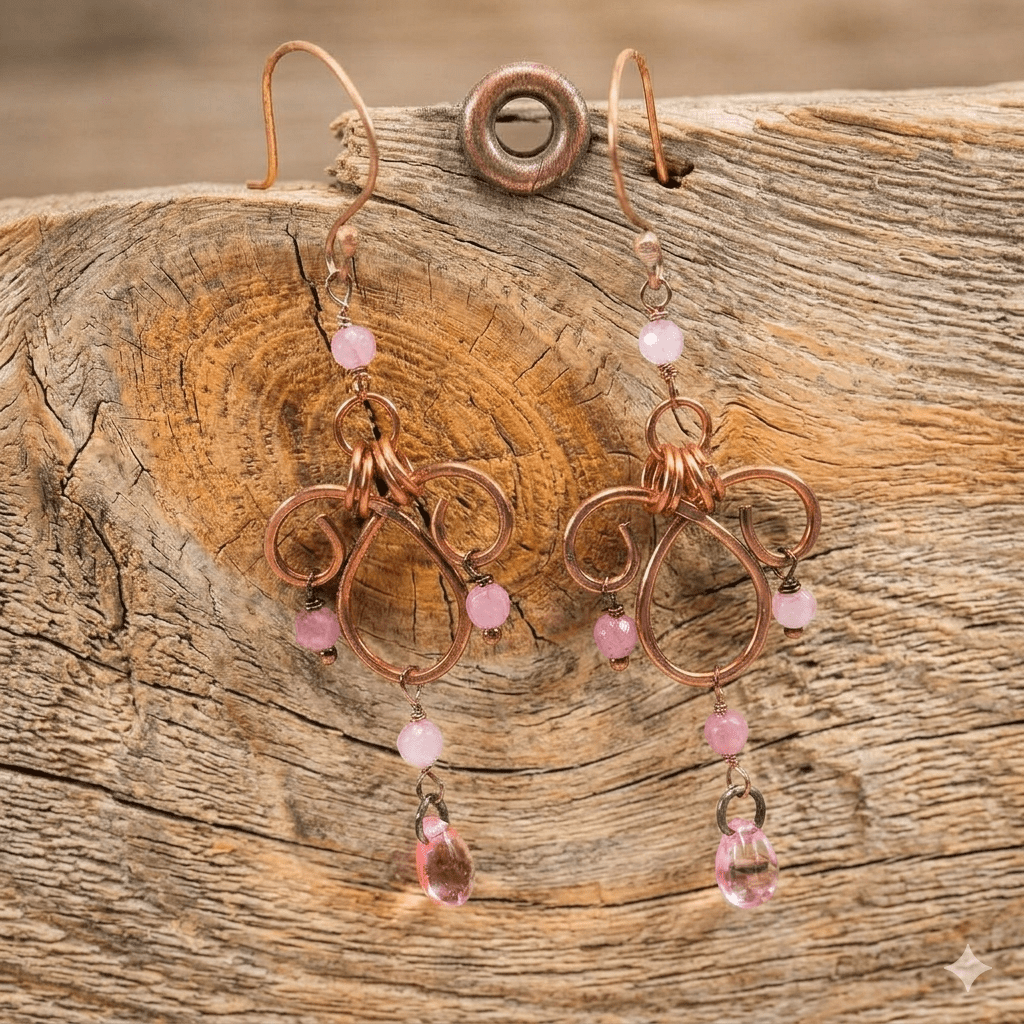 Boucles d’oreille Ayanna – rubis et cuivre – Image 4