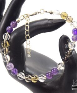 Alternative view of Bracelet Frida - perles en cristal de roche, quartz fumé et améthyste ( anti addictions )