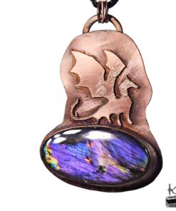 Alternative view of Pendentif Smaug - labradorite serti cuivre