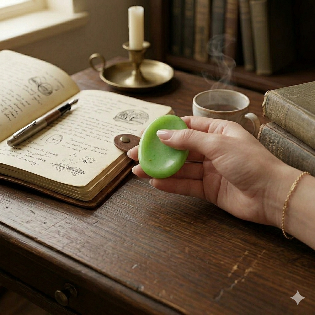Worry Stone en Aventurine Verte – Fraîcheur Tactile – Image 2
