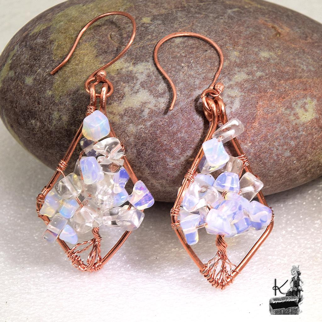 Boucles d'oreille Cenian - cuivre et opalite – Image 2