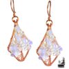 Boucles d'oreilles Cenian artisanales en cuivre motif Arbre de Vie avec perles en opalite.