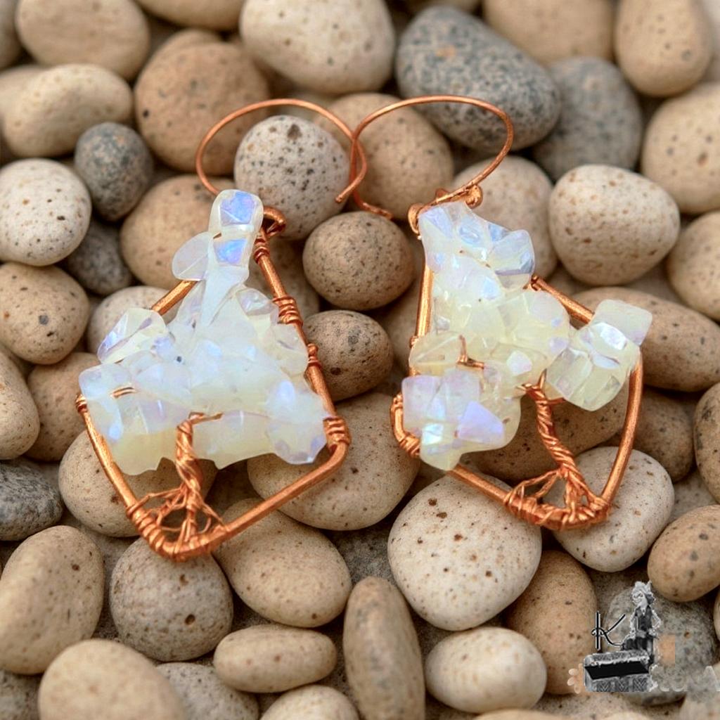 Boucles d'oreille Cenian - cuivre et opalite – Image 3