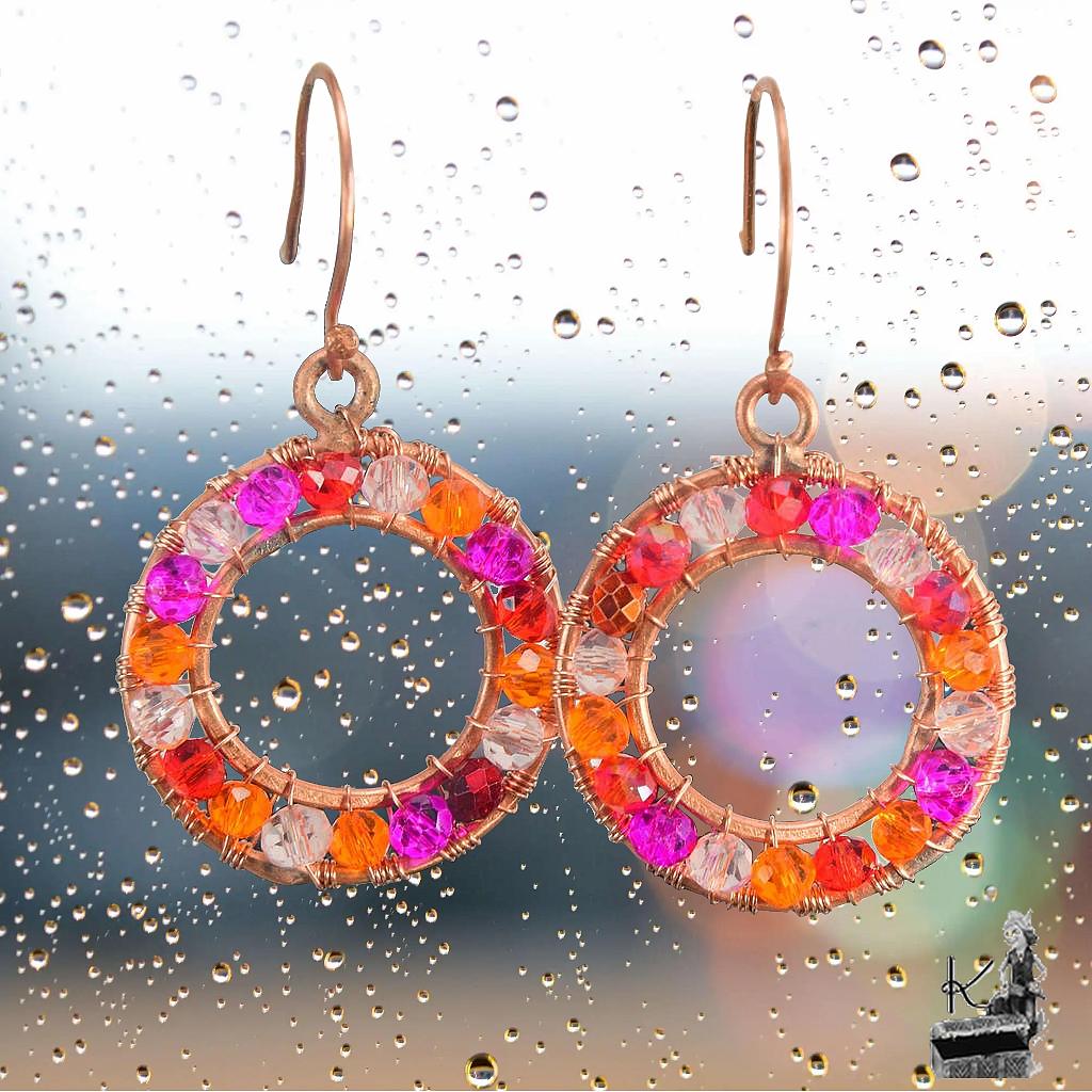 Boucles d’oreille Denesa – cuivre et cristaux – Image 5