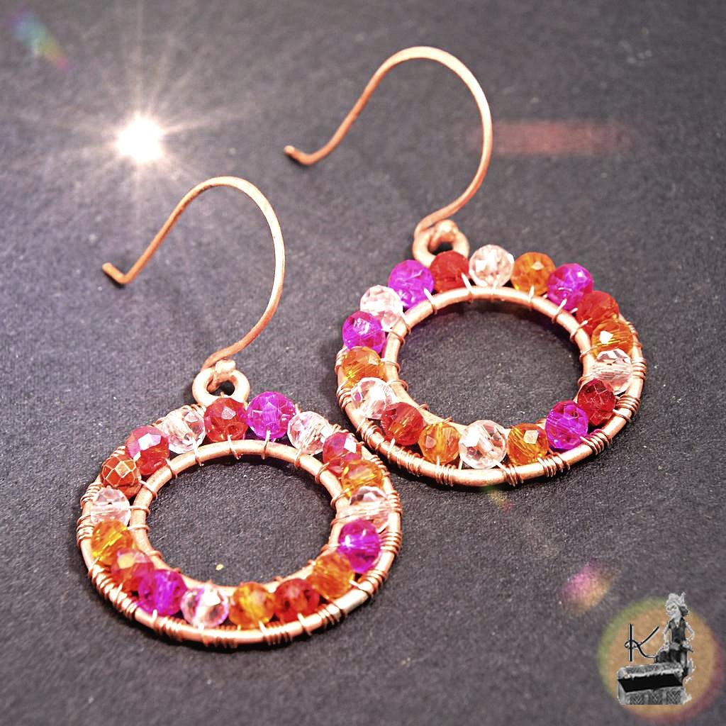 Boucles d’oreille Denesa – cuivre et cristaux – Image 3
