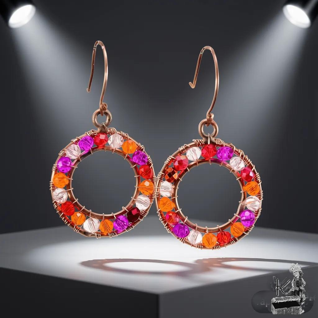 Boucles d’oreille Denesa – cuivre et cristaux – Image 4