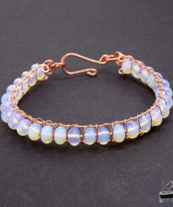 Alternative view of Bracelet jonc Stella - cuivre naturel et opalite