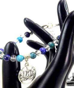 Alternative view of Bracelet Rhasa - perles en cristal de roche, apatite et lapis lazuli ( harmonie et sérénité )