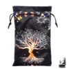 Pochette de tarot en velours noir Holly avec motif Arbre de Vie imprimé argenté pour protection de jeu de cartes divinatoires.
