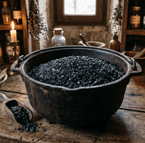 Bol de sel noir rituel utilisé pour la protection énergétique et les rituels de magie.