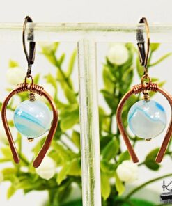 Alternative view of Boucles d'oreilles Elara : Agate Rubanée et Cuivre Artisanal