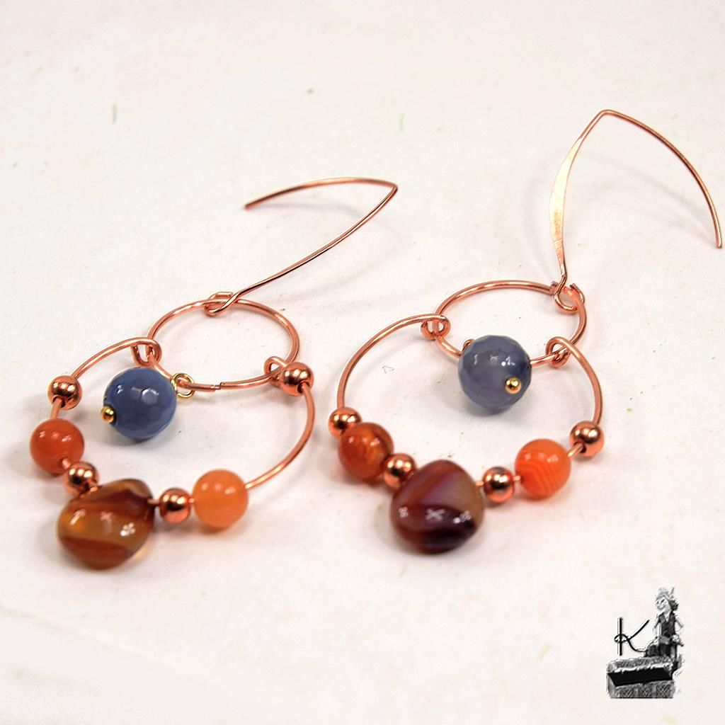 Boucles d'oreille Hia - cornaline et cuivre naturel – Image 3