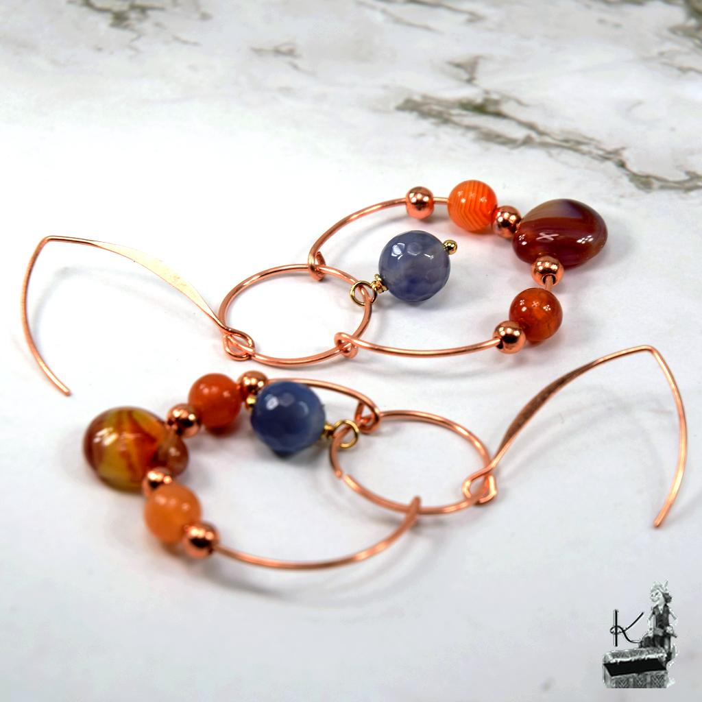Boucles d'oreille Hia - cornaline et cuivre naturel – Image 5
