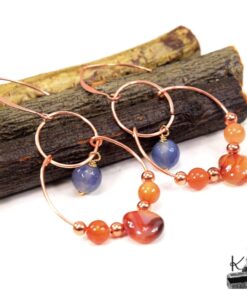 Alternative view of Boucles d'oreille Hia - cornaline et cuivre naturel