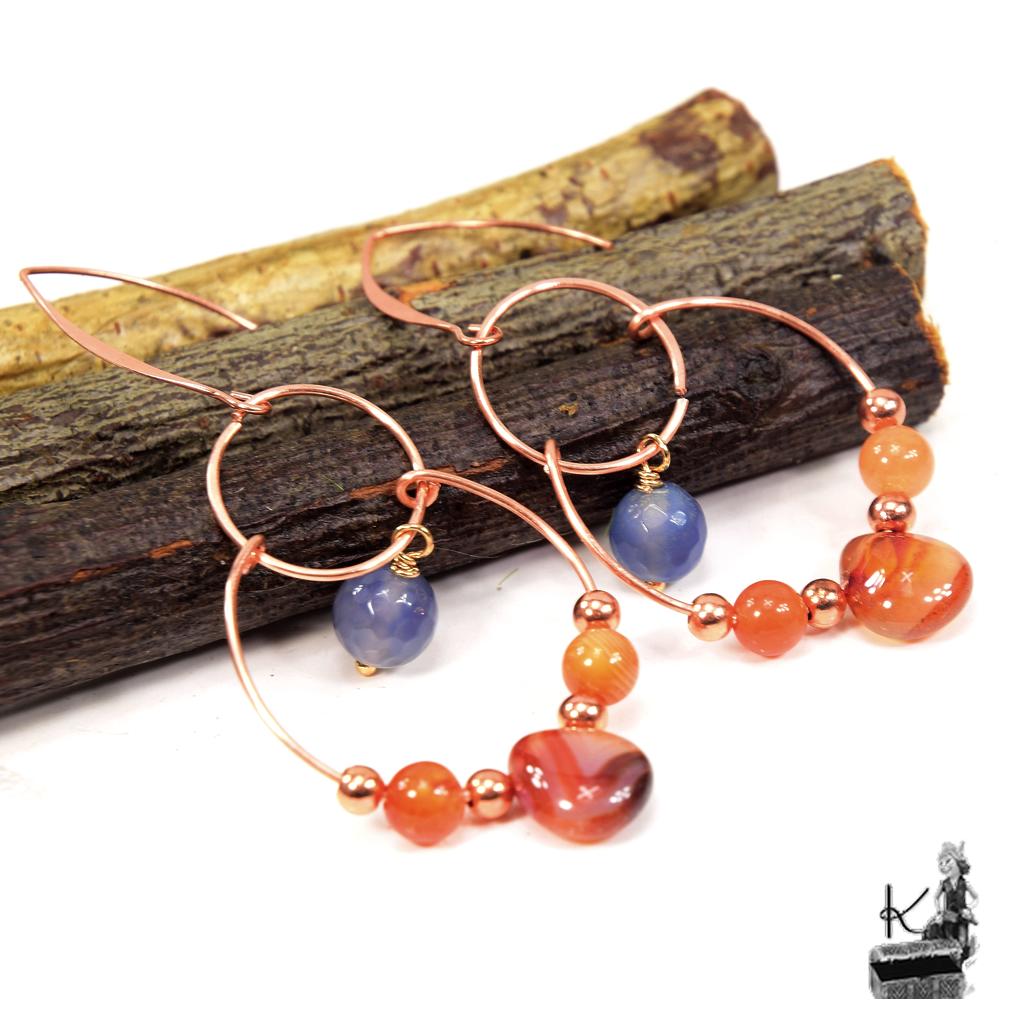 Boucles d'oreille Hia - cornaline et cuivre naturel – Image 2