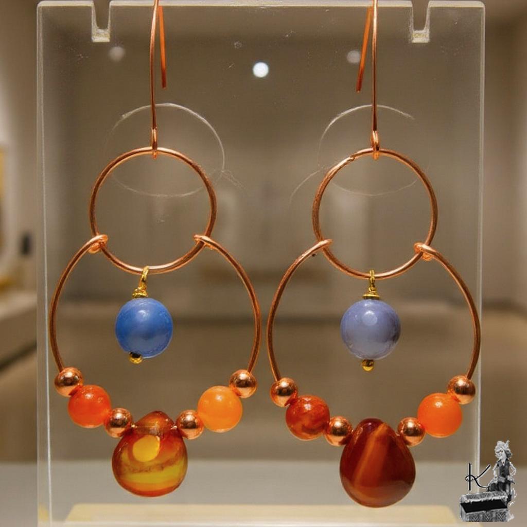 Boucles d'oreille Hia - cornaline et cuivre naturel – Image 4