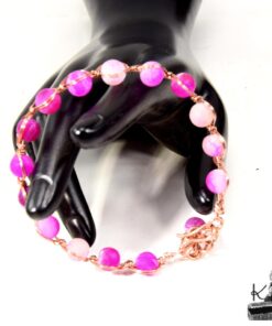 Bracelet Rhun artisanal en agate de feu et fil de cuivre