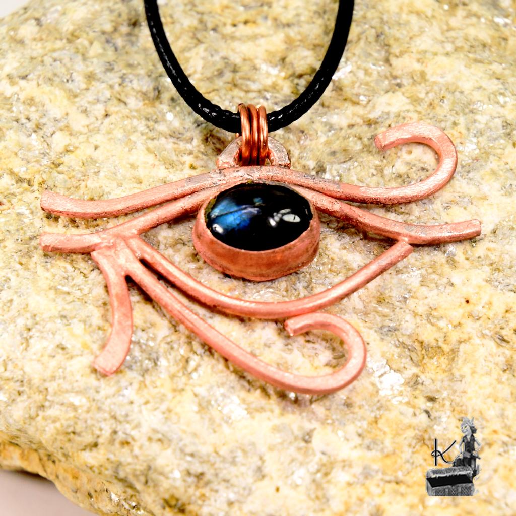 Pendentif Oeil de Râ en cuivre naturel et labradorite – Image 4