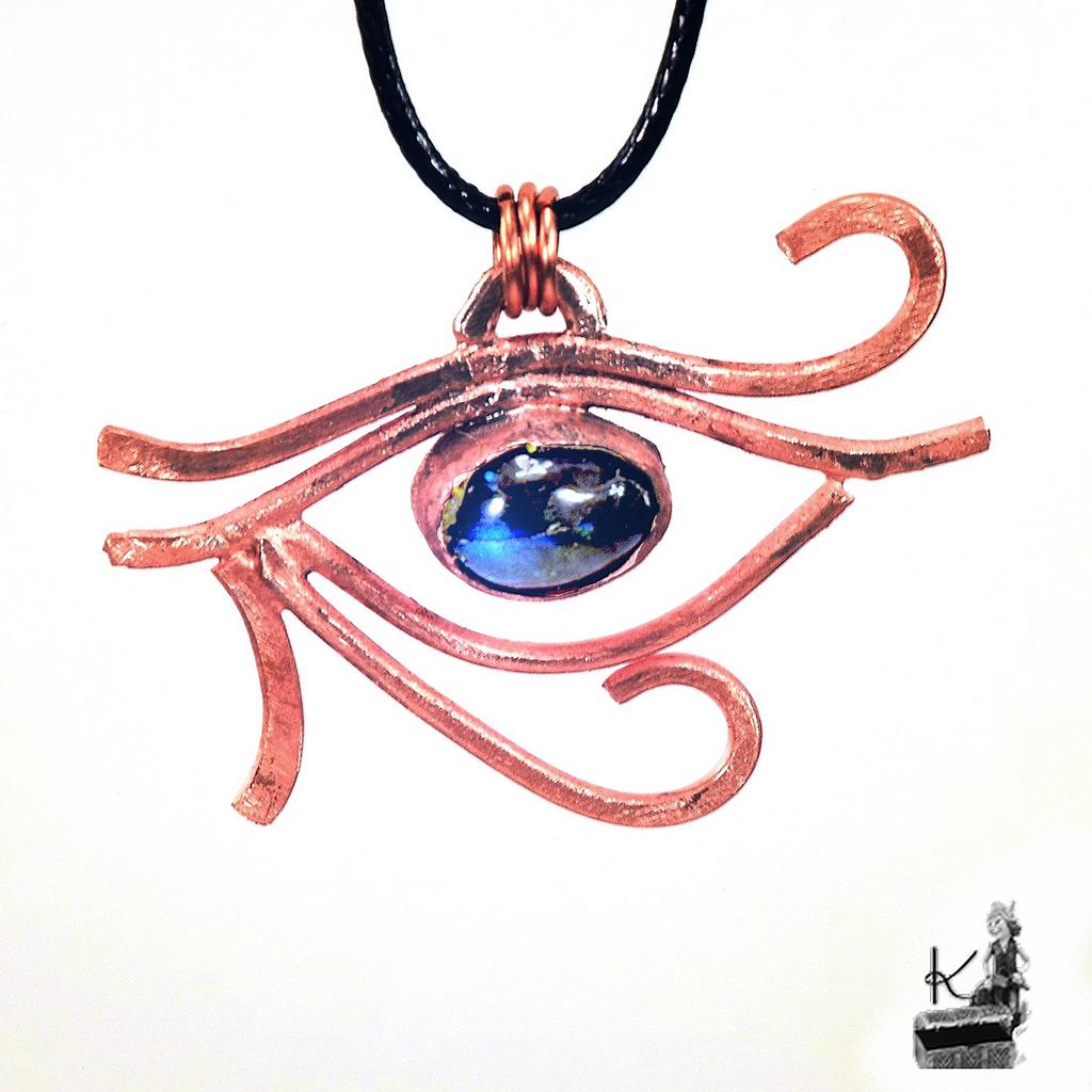 Pendentif Oeil de Râ en cuivre naturel et labradorite – Image 2