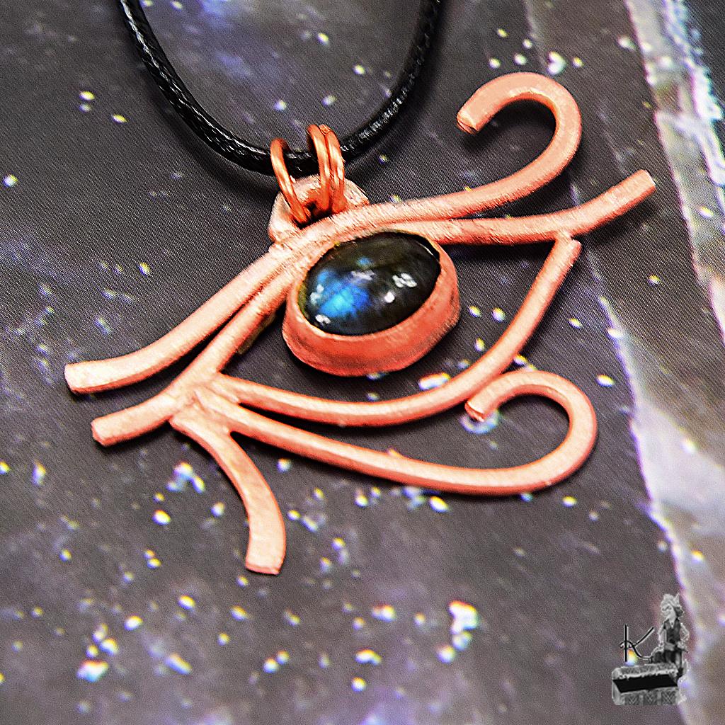 Pendentif Oeil de Râ en cuivre naturel et labradorite – Image 5