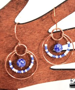 Boucles d'oreille Bega - cuivre et lapis lazuli – Image 7