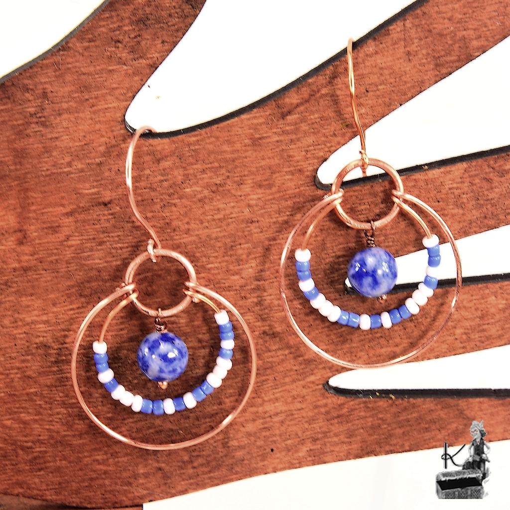 Boucles d'oreille Bega - cuivre et lapis lazuli – Image 7