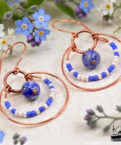 Boucles d'oreille Bega - cuivre et lapis lazuli – Image 4