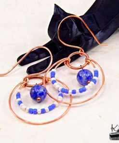 Boucles d'oreille Bega - cuivre et lapis lazuli – Image 5
