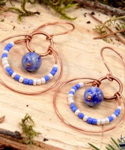 Boucles d'oreille Bega - cuivre et lapis lazuli – Image 6