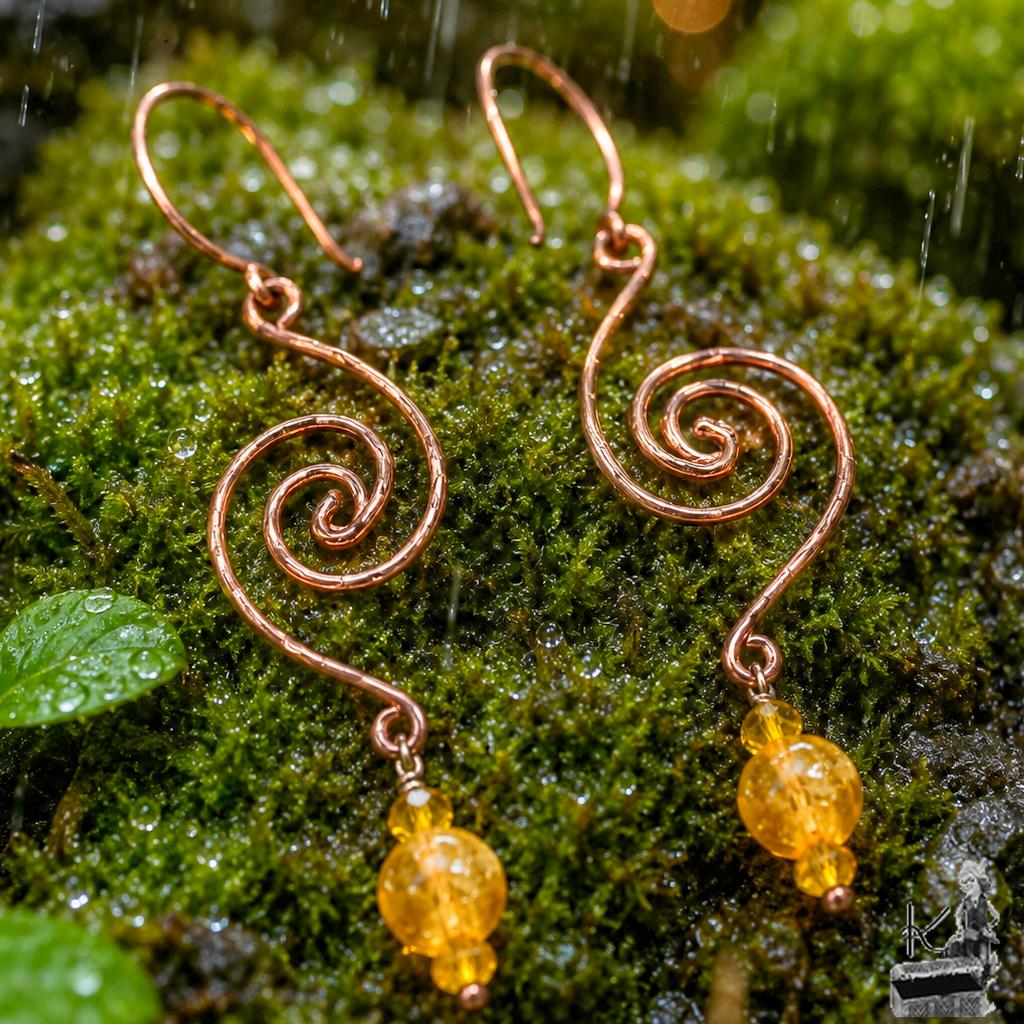 Boucles d'oreille Kea - cuivre naturel et citrine – Image 5