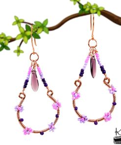 Alternative view of Boucles d’oreille Olier – cuivre naturel et perles en verre