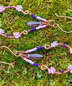Boucles d’oreille Olier – cuivre naturel et perles en verre – Image 6