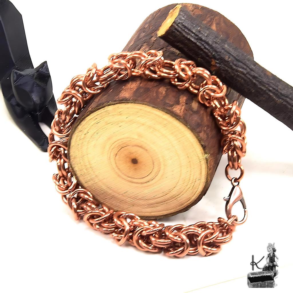 Bracelet homme en chainmaille Ogar - cuivre naturel – Image 6