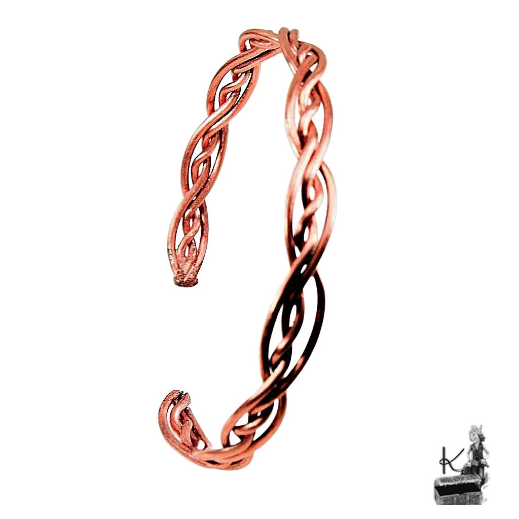 Bracelet jonc Kaou – cuivre naturel tressé 4 brins – Image 3