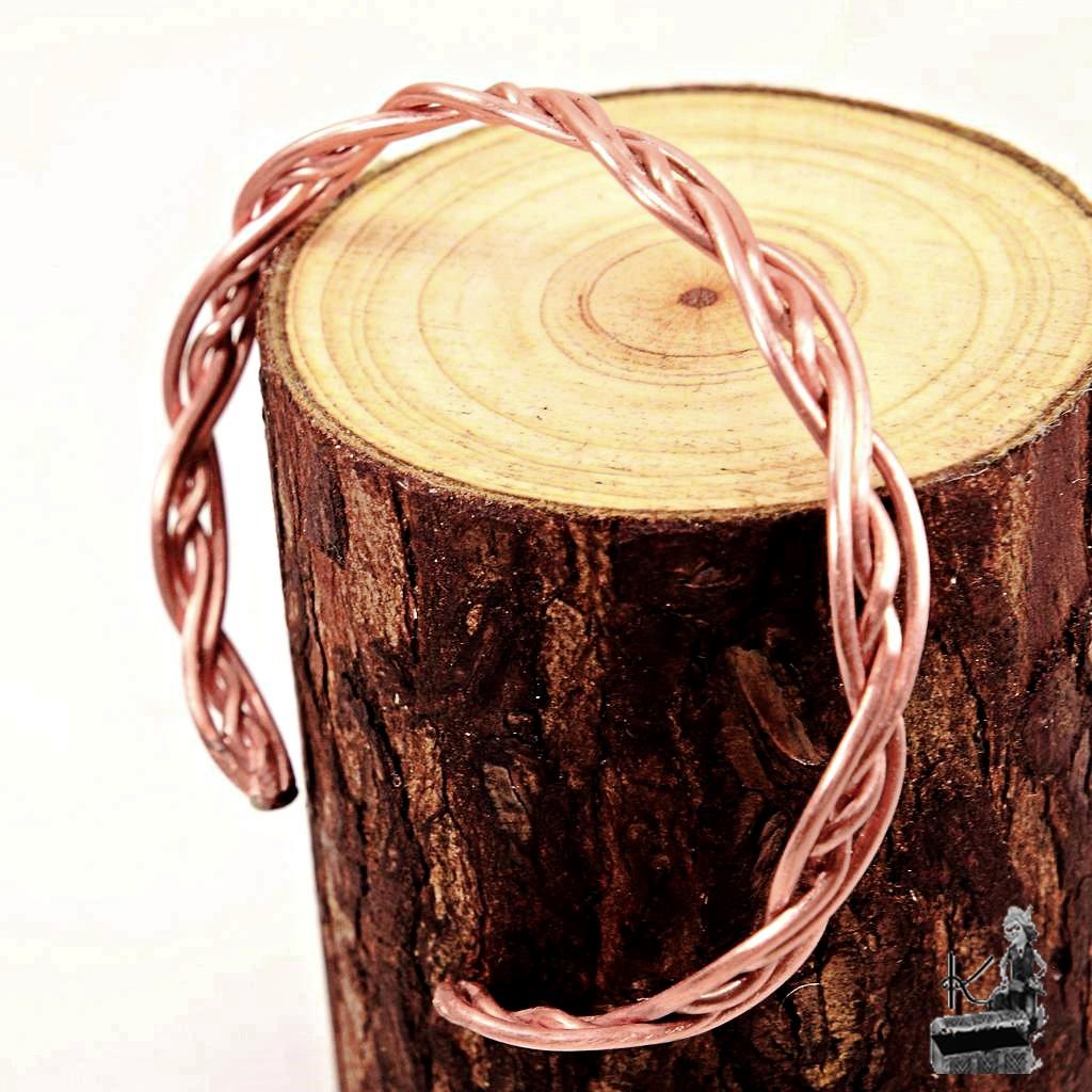 Bracelet jonc Kaou – cuivre naturel tressé 4 brins – Image 6