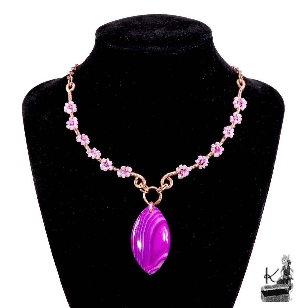 Collier bohème Galla - agate bandée et cuivre naturel – Image 4
